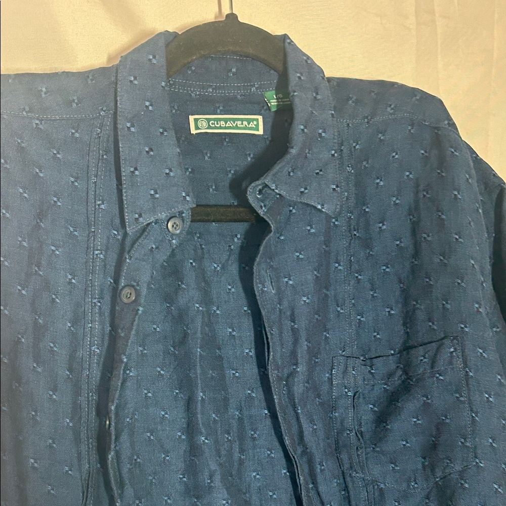 Cubavera Navy Textured Lightweight Shirt Jacket